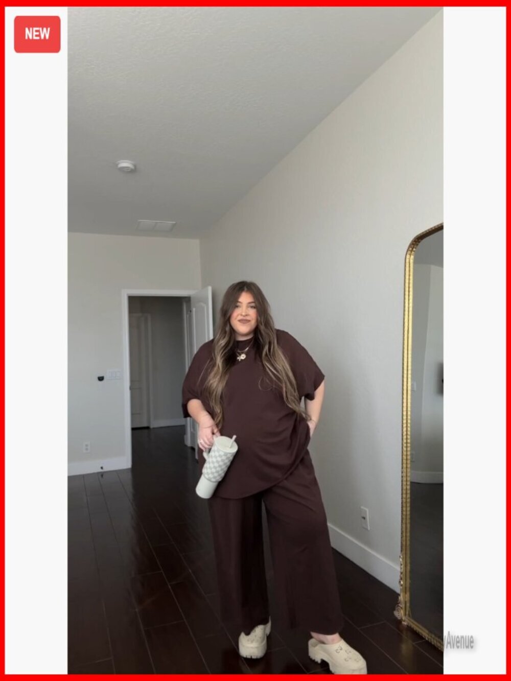 Plus Size 2 Piece Lounge Set 3/4 Sleeve Capelet Wide Leg Pants Pockets - Picture 7 of 7